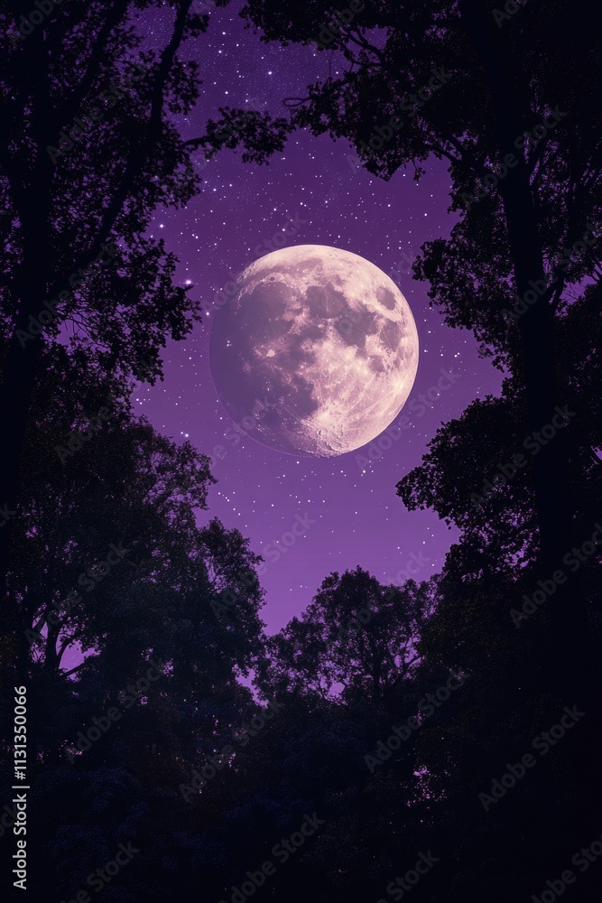 Canvas Prints full moon in forest