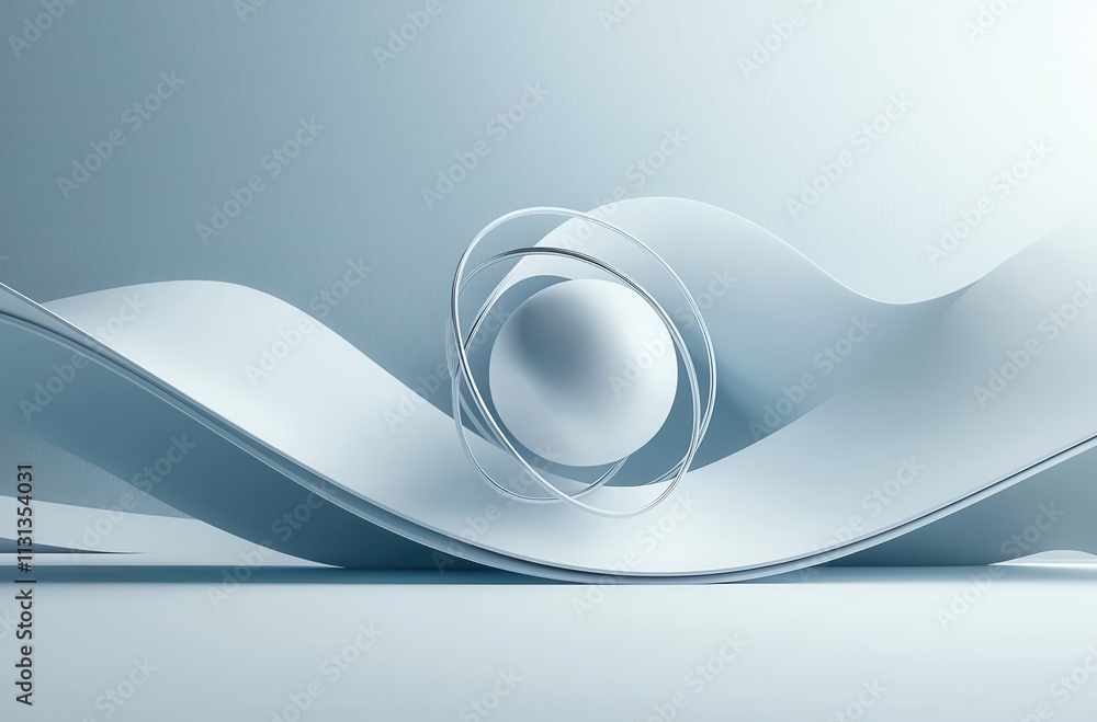 Poster sleek modern abstract background with metallic sphere and smooth curves