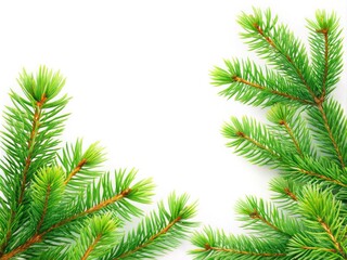 Obraz premium Celebrate the winter season with this clipart featuring realistic pine tree branches and fir twigs. Evergreen border elements create a festive look against a background.