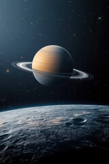 Fototapeta premium Saturn planet solar system with stars