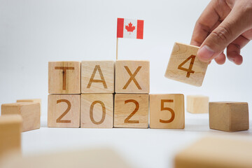 Tax Preparation Concept for Year 2025 with Canadian Flag