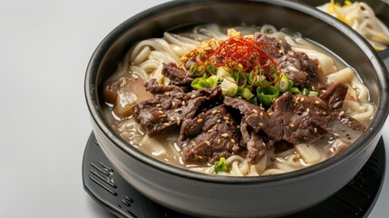 Fototapeta premium Hearty Beef Noodle Soup. Traditional Asian Cuisine Concept