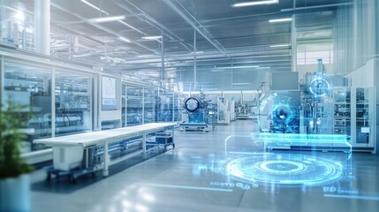 Obraz premium Experience the futuristic designs of the industrial interior in smart factories.