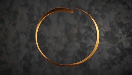 A single abstract golden circle with a gray outline suspended in front of a dark background, drawing the viewer's attention, Geometric, Moody, Dramatic
