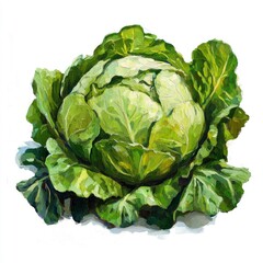 Oil painting of beautiful tasty Cabbages impressionism style, high detailed, close up