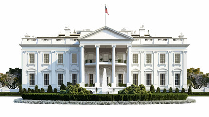 White House USA Landmark Vector Illustration Isolated