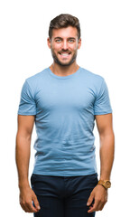 Obraz premium Young handsome man over isolated background with a happy and cool smile on face. Lucky person.