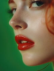 Naklejka premium Woman with red lipstick