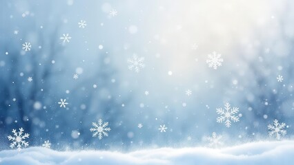 Transparent ice fragments. Timeless winter charm conveyed through a cascade of snowflakes across an open, transparent canvas, perfect for holiday presentations and designs.