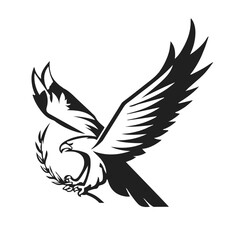 Fototapeta premium Eagle Falcon Bird Hawk Animal Silhouette Black Icon