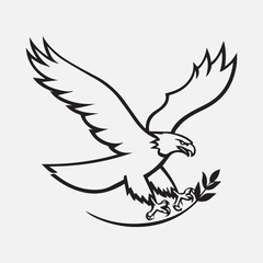Fototapeta premium Eagle Falcon Bird Hawk Animal Silhouette Black Icon