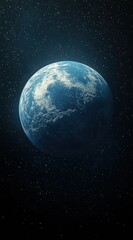 Fototapeta premium Stunning view of Earth from space, showcasing its beautiful blue oceans and swirling clouds against a backdrop of twinkling stars. Perfect for science, travel, or environmental themes.