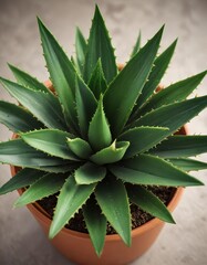 Aloe vera plant with symmetrical leaves growing from the center of the pot, aloe vera symmetrical leaf, nature, indoor plants