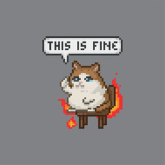 Cat says this is okay, pixel art meme
