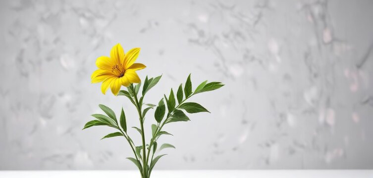 Bright yellow flower isolated on white background, flower bloom, euryops pectinatus, plant