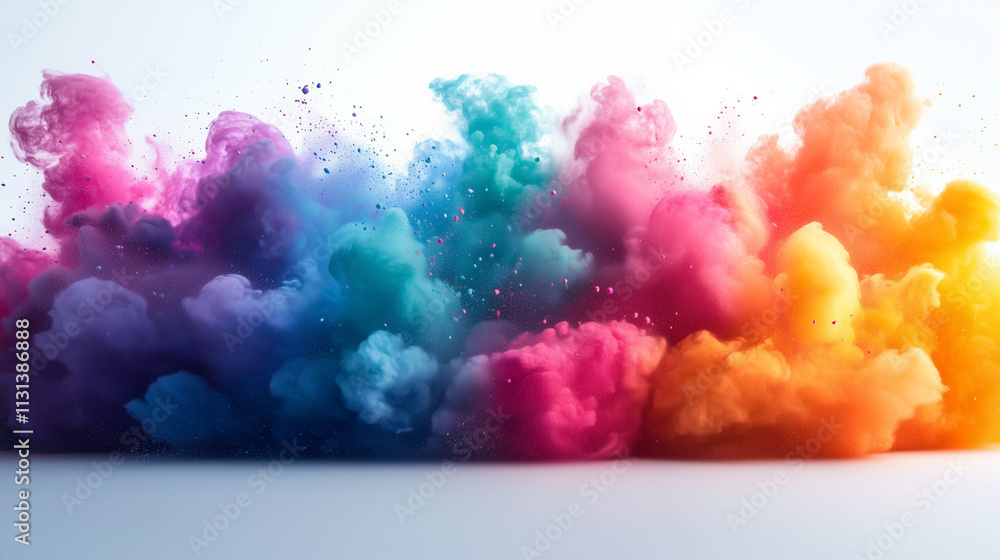 Poster Smoke in vibrant colors creating an abstract background with dynamic texture and patterns