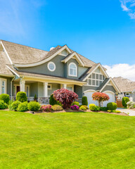 Two story luxury house with nice summer  landscape in Vancouver, Canada, North America. Day time on...