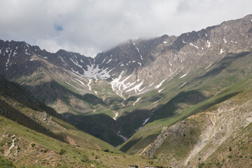 snow in the mountains in summer
