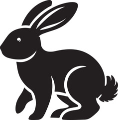 Obraz premium Black and white bunny silhouette vector illustration. icon style bunny set isolated on white background.