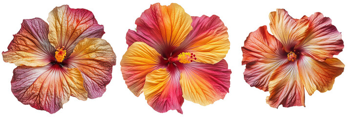 Set of hibiscus flower isolated on transparent background (4)