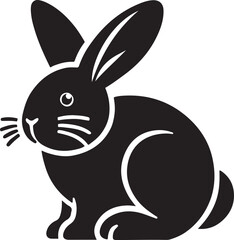 Obraz premium Black and white bunny silhouette vector illustration. icon style bunny set isolated on white background.