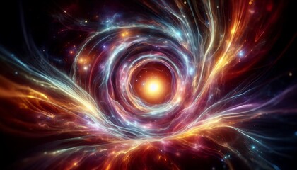 Obraz premium dynamic glowing space portal opening into the cosmic void surrounded by vibrant energy waves, generative ai