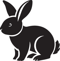 Obraz premium Black and white bunny silhouette vector illustration. icon style bunny set isolated on white background.