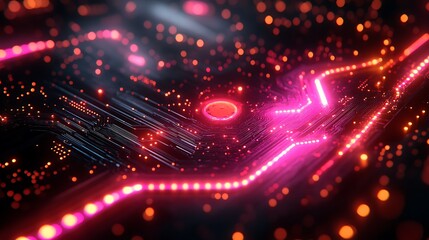 Obraz premium Captivating Depicting Circuit Board Enhanced With Radiant Red Lights And Stunning background