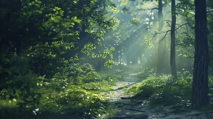 Fototapeta premium Tranquil Forest Walk. Nature's Beauty Unveiled