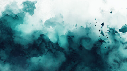 Obraz premium Abstract Watercolor Teal and Green Background. Generative AI.