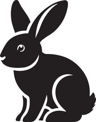 Obraz premium Black and white bunny silhouette vector illustration. icon style bunny set isolated on white background.