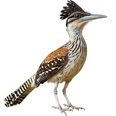 A roadrunner bird isolated on white background.