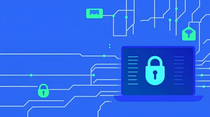 cybersecurity concept with vibrant electric energy and a digital circuit design, symbolizing secure power
