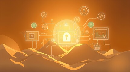 Mysterious hooded figure with digital lock highlighting cyber threats