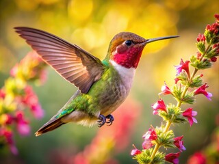 Obraz premium Anna's Hummingbird Long Exposure Photography, Santa Cruz California, Nectar Feeding, Bird Photography, Wildlife, Nature