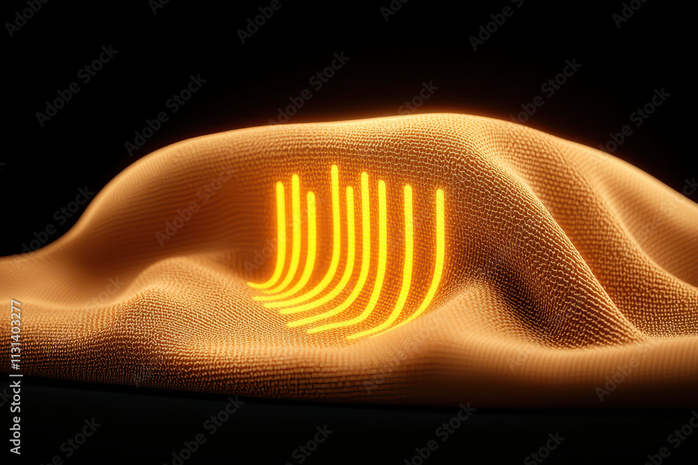 Poster minimalistic design featuring glowing lines on textured surface, creating warm ambiance