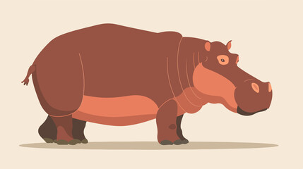 Obraz premium Realistic Hippopotamus Flat Vector Illustration