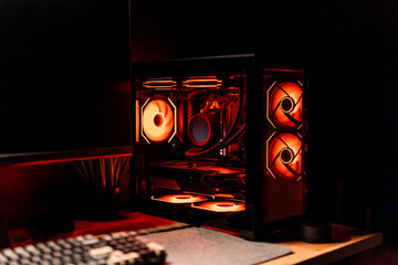 Gaming PC with Orange LED Lighting