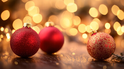 Fototapeta premium Celebrate Christmas festival decoration in december. Christmas celebration atmosphere. x mas backgroud with copyspace for text