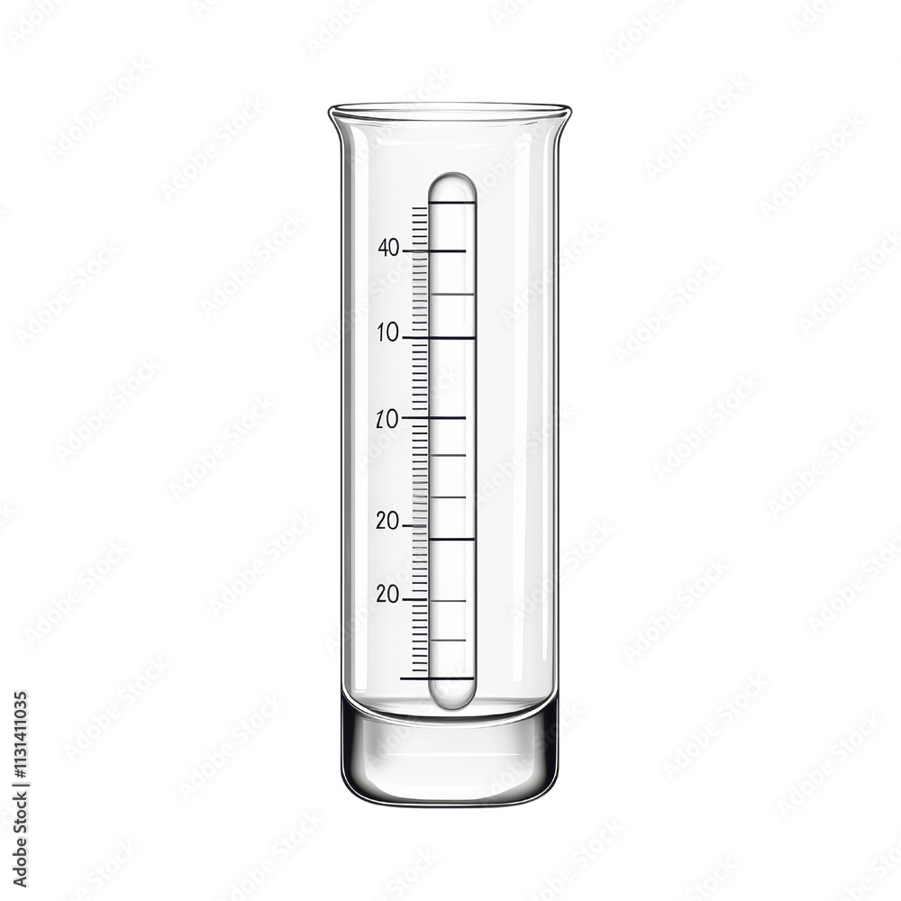 Poster transparent graduated cylinder for precise liquid measurement in labs isolated on transparent backgr