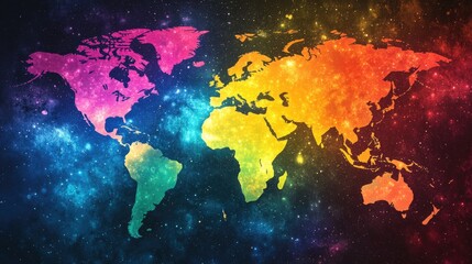 Fototapeta premium World Map Black Background