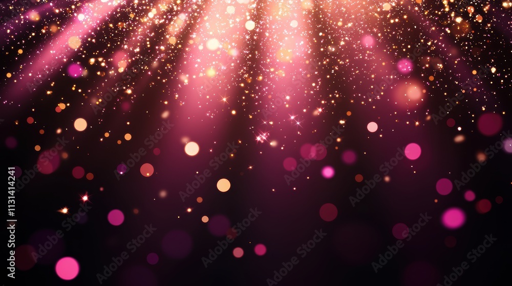 Aufkleber a vibrant display of pink and gold particles illuminated by light, creating a dreamy atmosphere fill