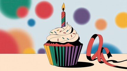 Cupcake with a candle on top