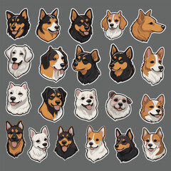 Obraz premium 21 dog Stickers vector style with Black background Art & Illustration