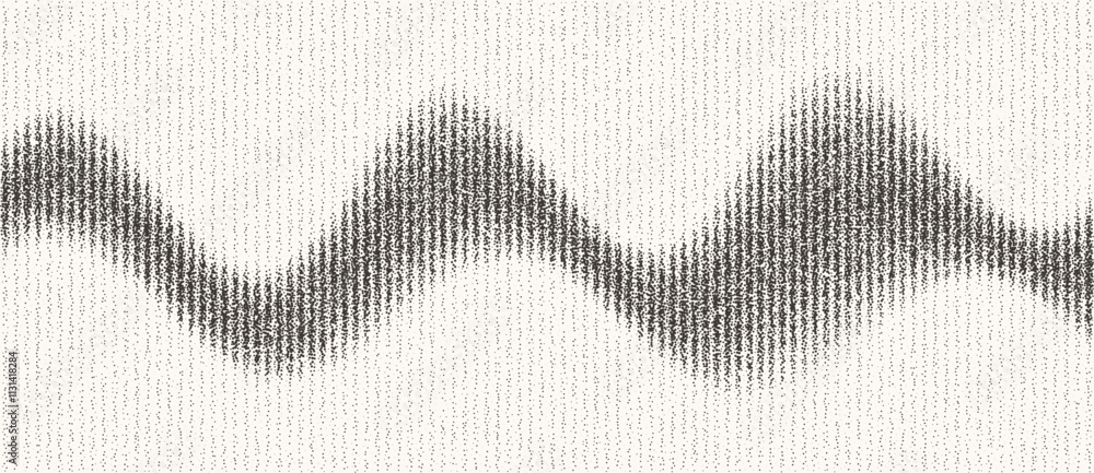 Poster Abstract art geometric background with dots. Optical illusion with waves and transition.