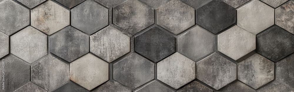 Poster stylish hexagonal tile design featuring a blend of gray tones suitable for modern interiors