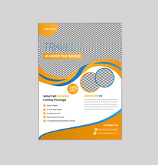 Travel Flyer Design Template , Flyer design for Tour and Travel Business concept.  a4 size print ready flyer design.