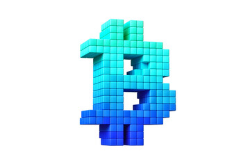 Obraz premium Bitcoin logo designed in coding style. High definition 3D rendering modern retro design concept.