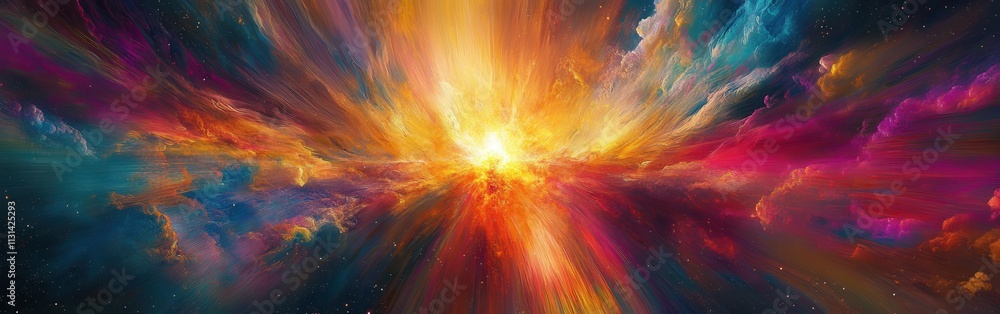 Aufkleber dramatic depiction of a supernova explosion illuminating the cosmos with vibrant colors and dynamic 