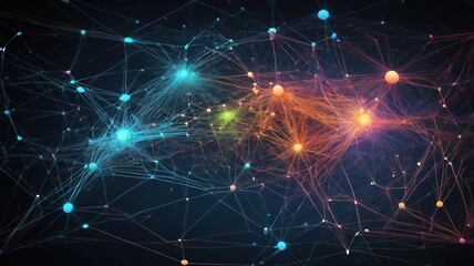 Fototapeta premium A vibrant, interconnected matrix of data points symbolizing the dense networks of artificial intelligence and machine learning systems